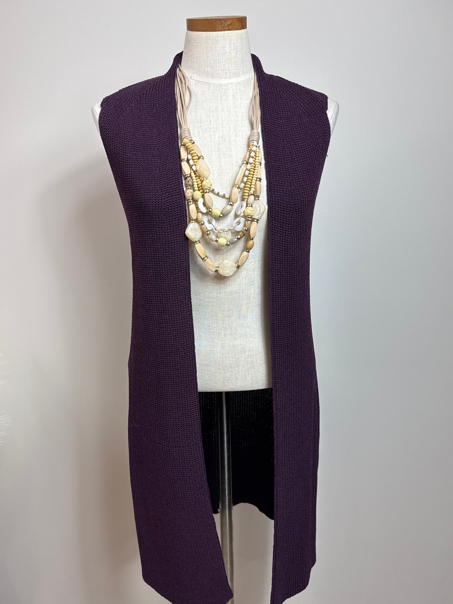 Size 0 Purple Sleeveless Cardigan