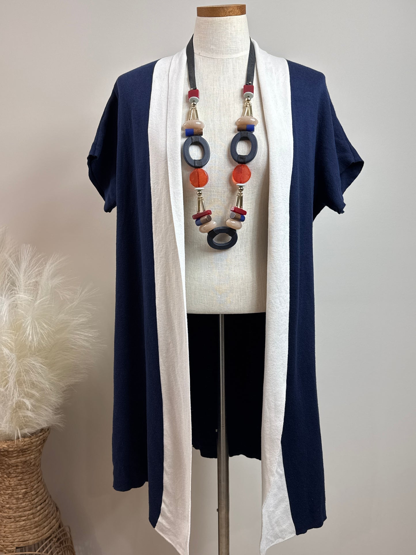Size 2 Blue and White Long Light Weight Cardigan