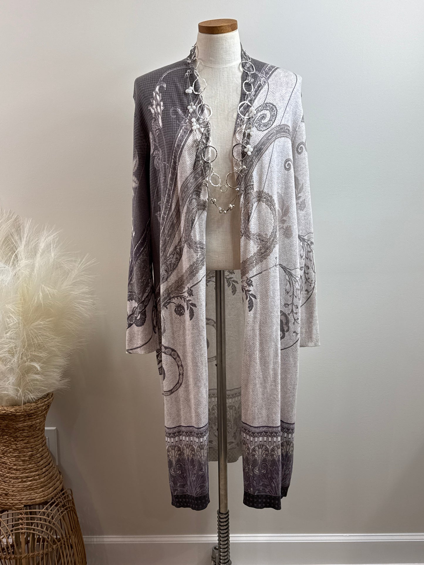 Size 2 Purple & White long cardigan sweater