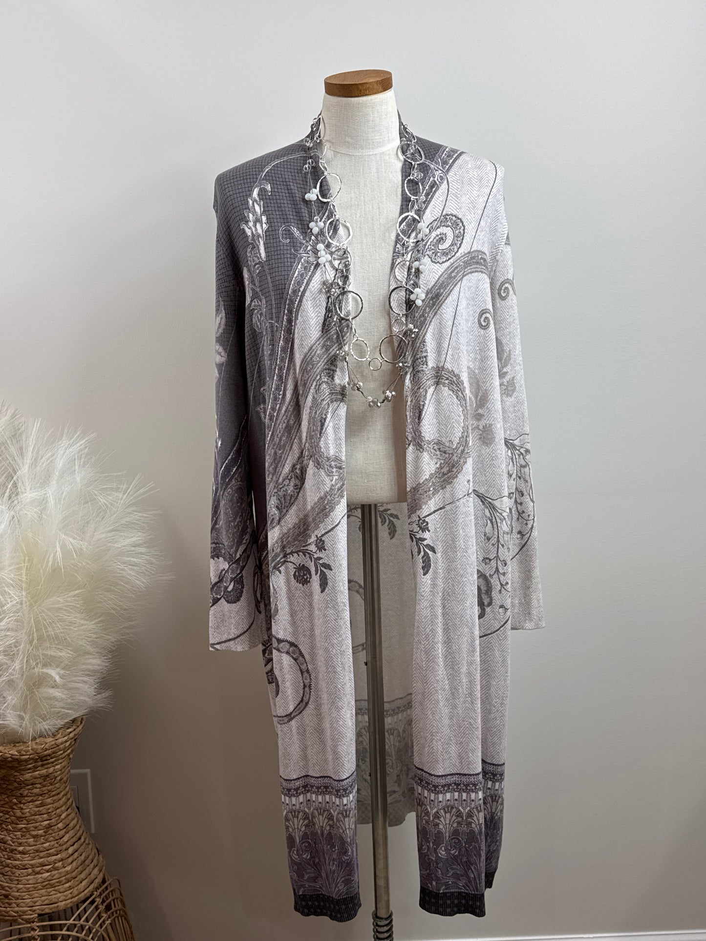 Size 2 Purple & White long cardigan sweater
