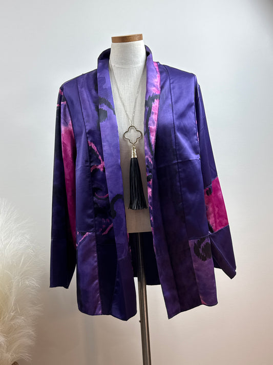 Size 2 Travelers Cardigan in Purple/ Fuchsia/Black