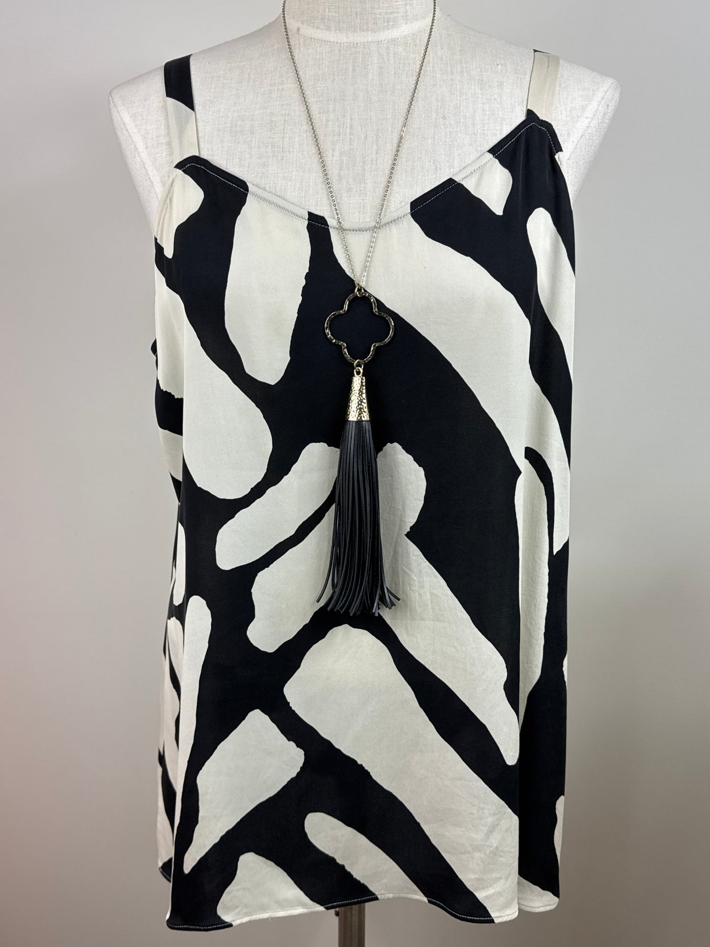 Size 2 Black & White Silk Tank top