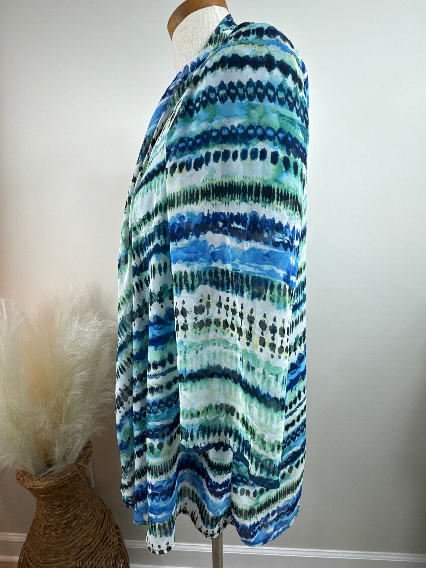 Size 1 Open Cardigan Blues & Greens