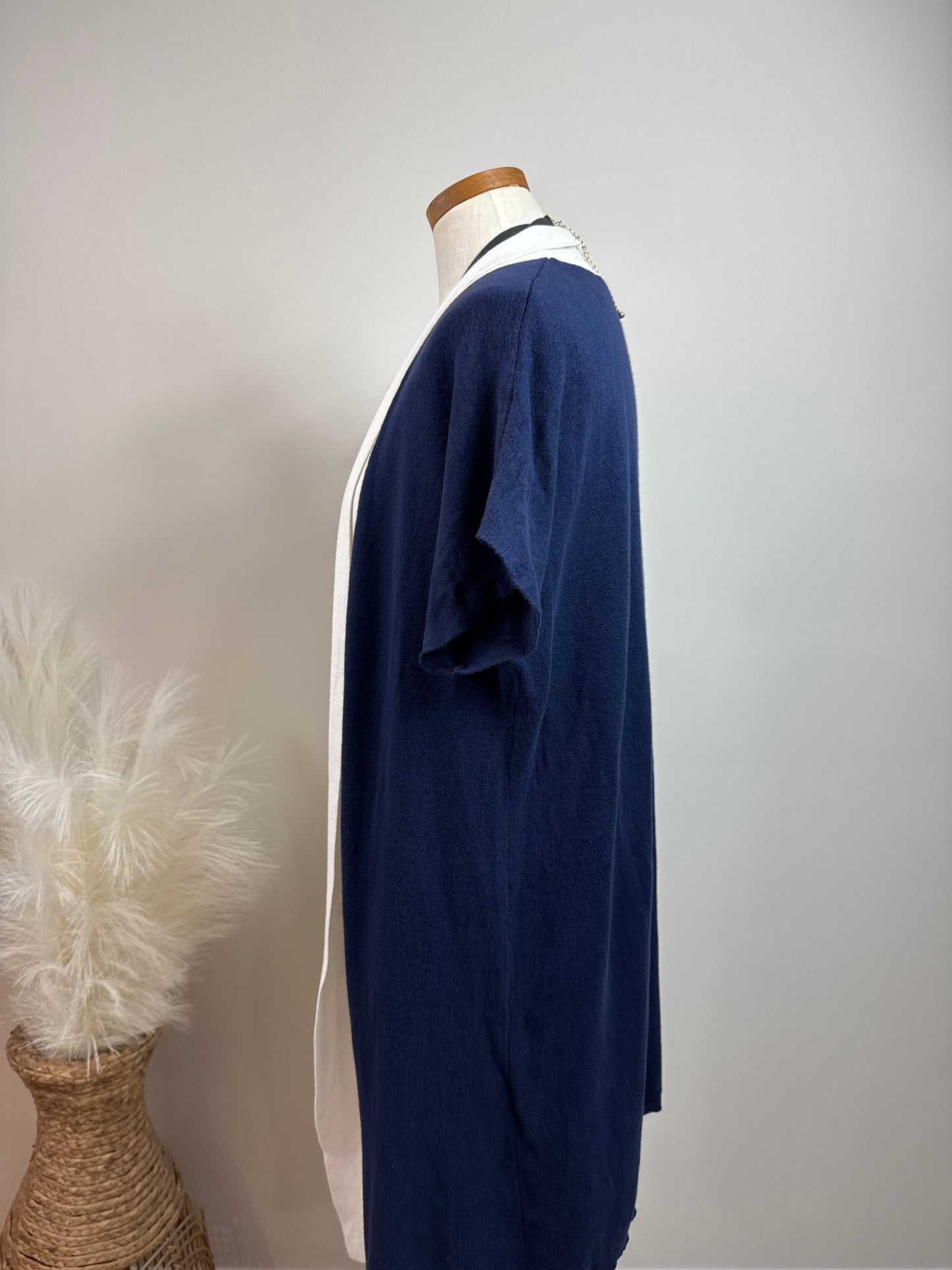 Size 2 Blue and White Long Light Weight Cardigan
