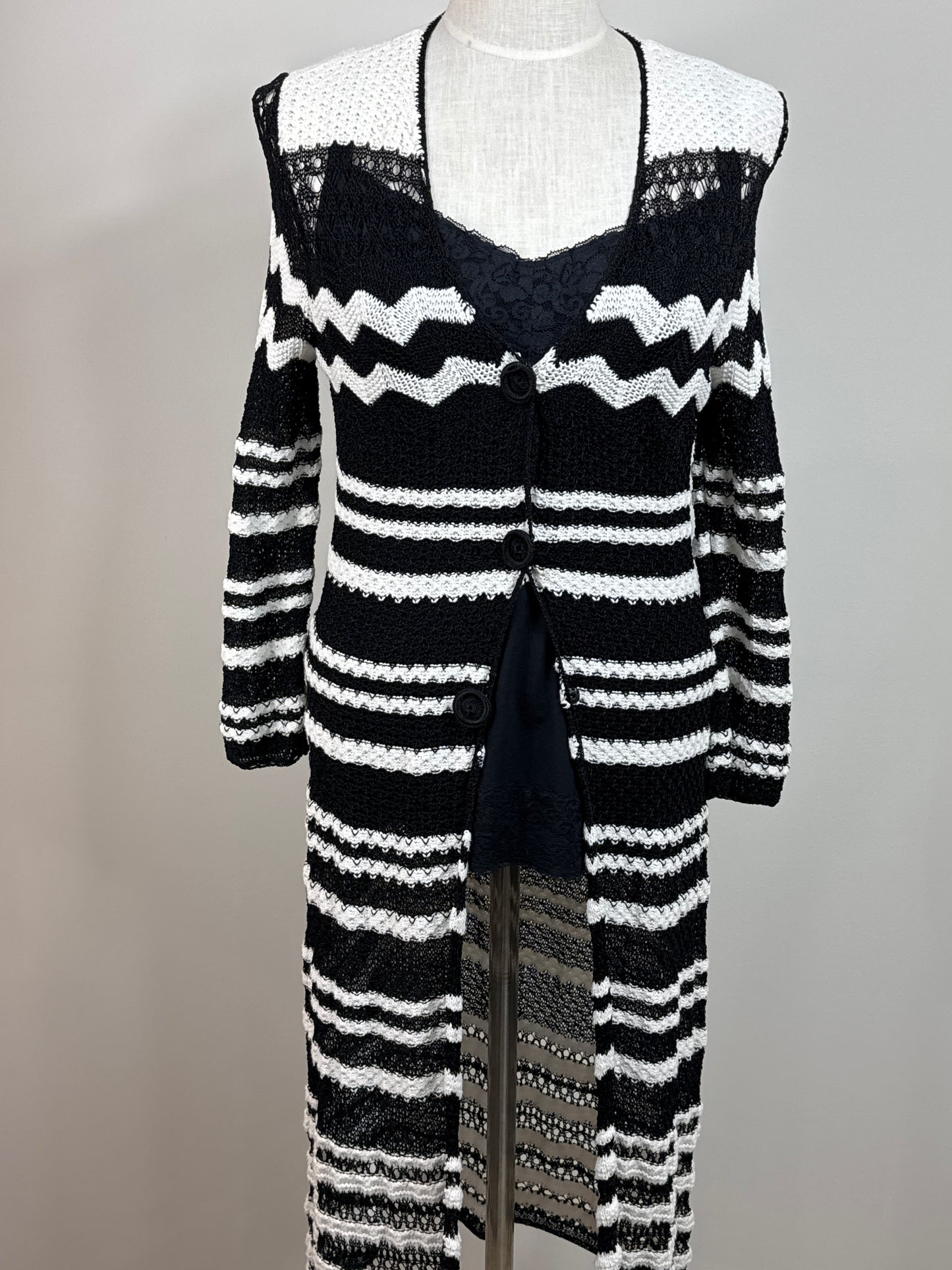 Size 2 Black & White Long Cardigan