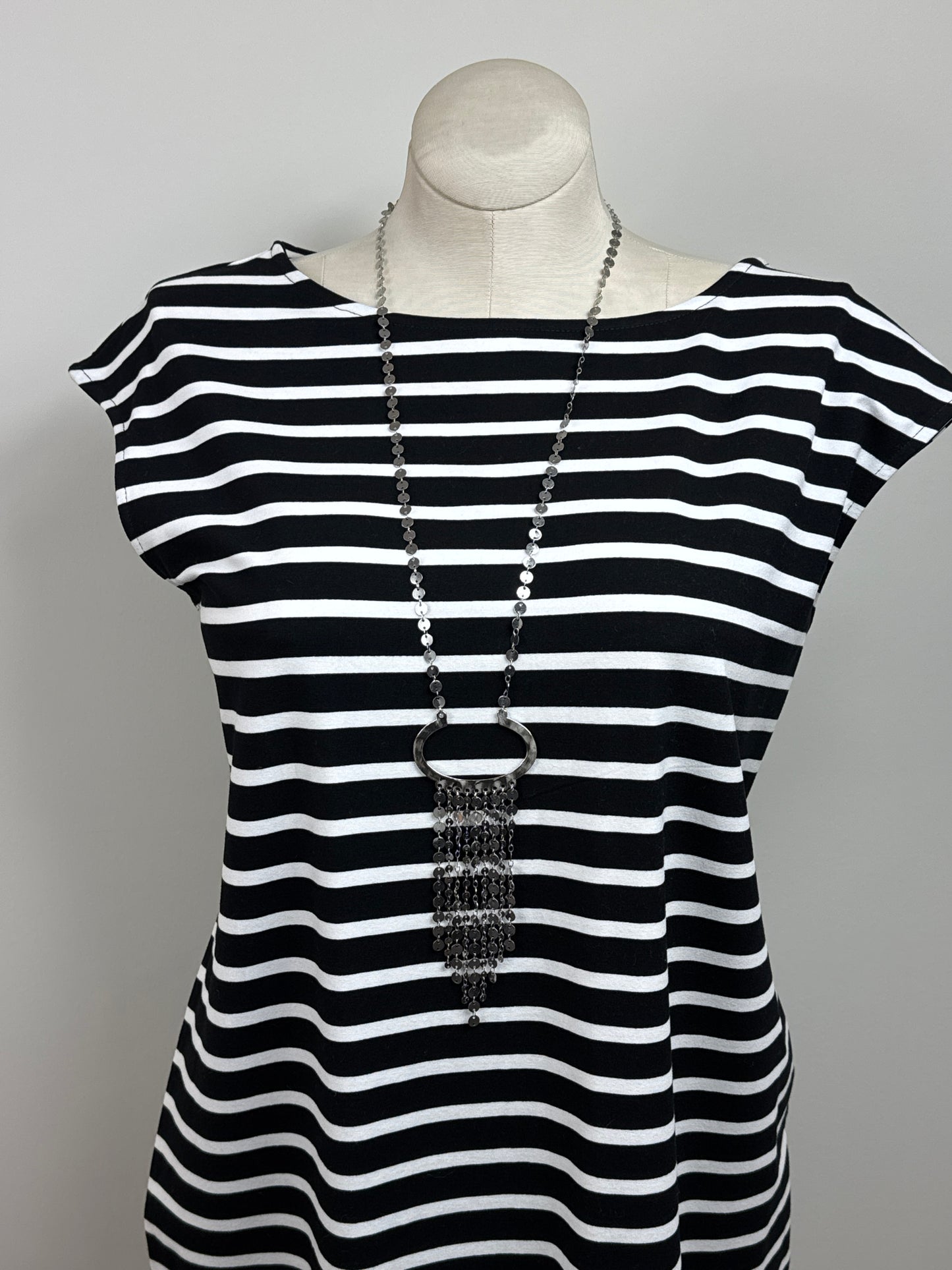 Size 3 Black & White Striped Sleeveless Dress