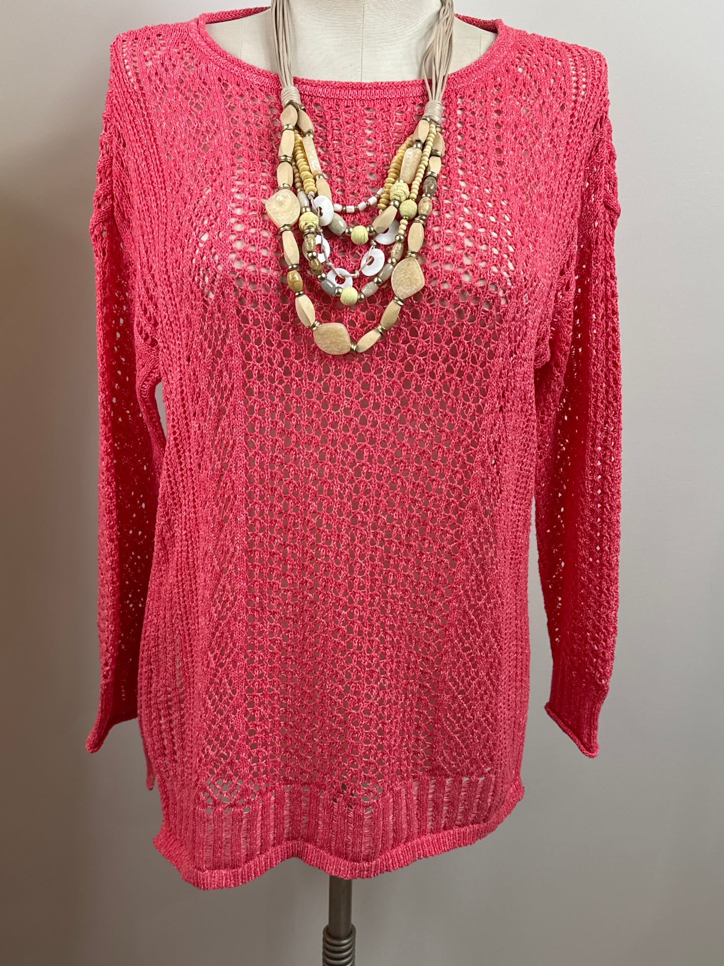 Size 1 Coral loose knit sweater/cover up