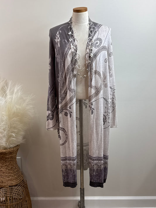 Size 2 Purple & White long cardigan sweater