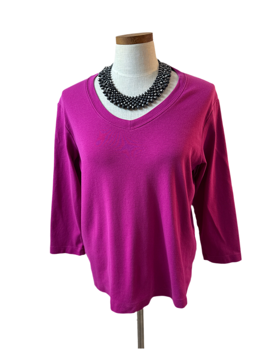 Size 2 Fuchsia Pink 3/4 Sleeve Top