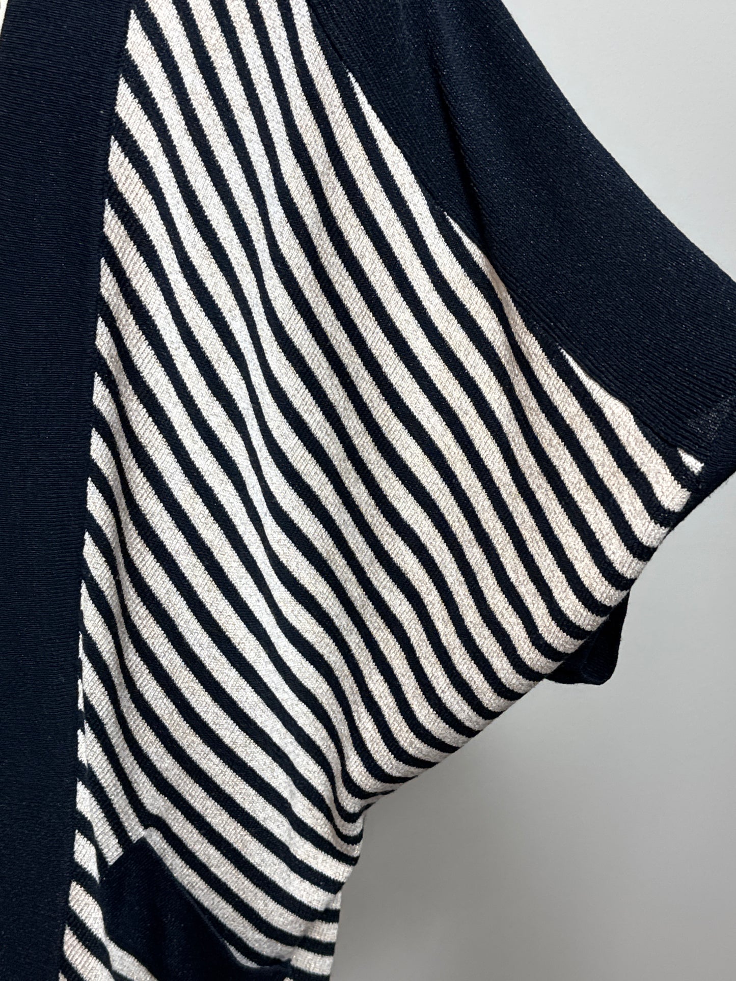 Size 1 Travelers Open Cardigan with Cape sleeves Navy/White/Gold