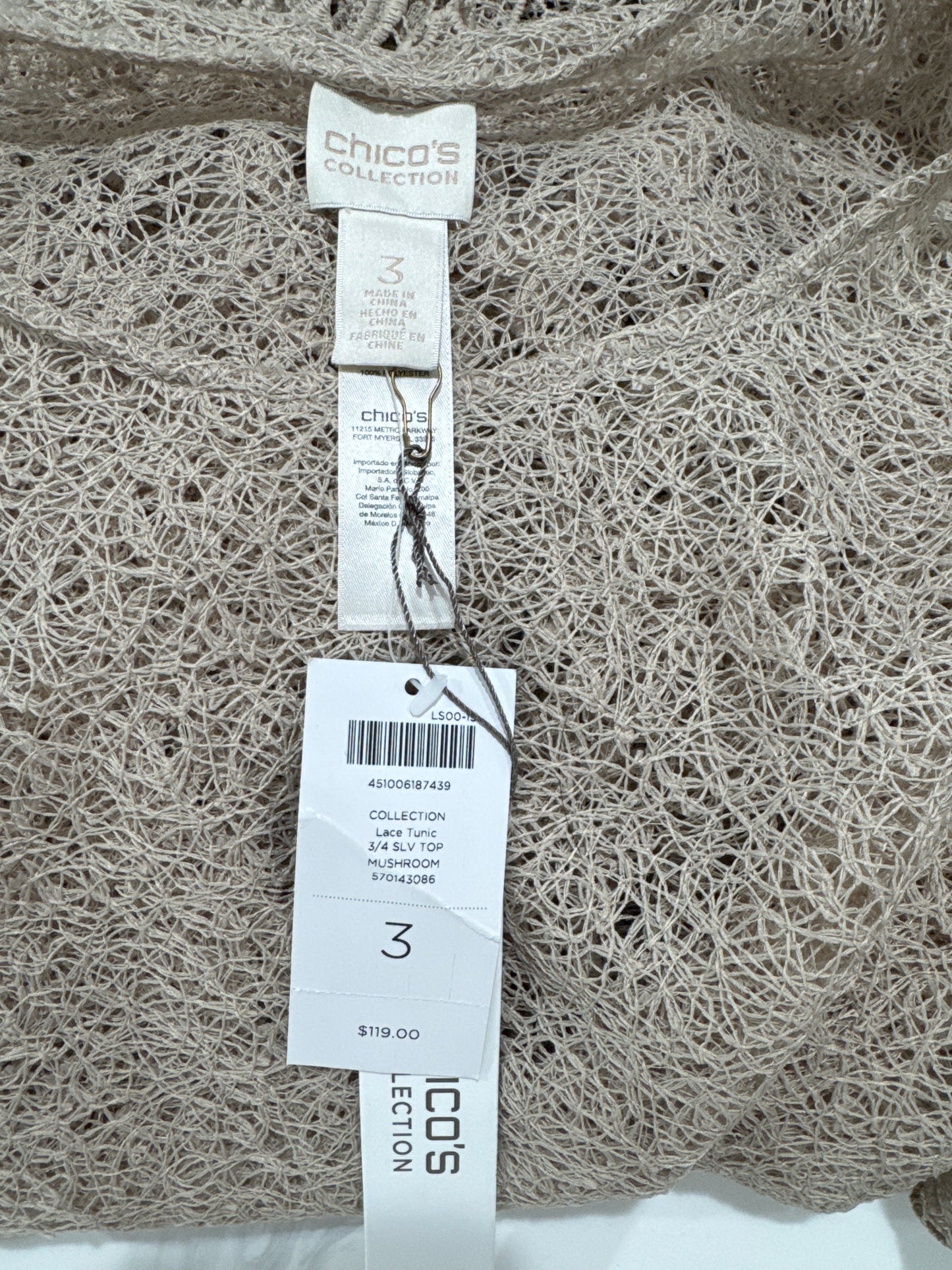 Size 3 NWTs Lace Tunic 3/4 Sleeves