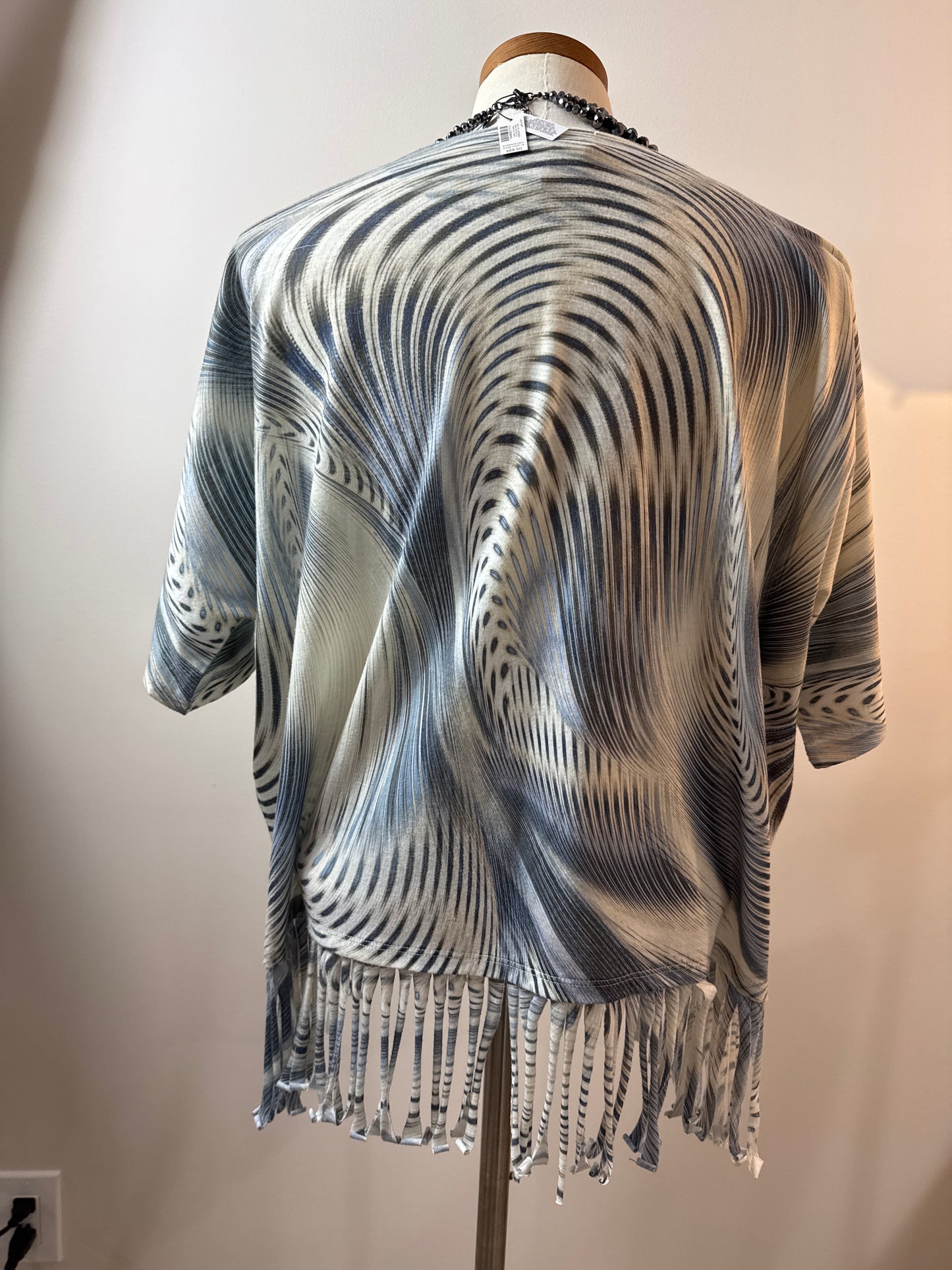 Size 2 Fringe Print top with Silver Accents Blues