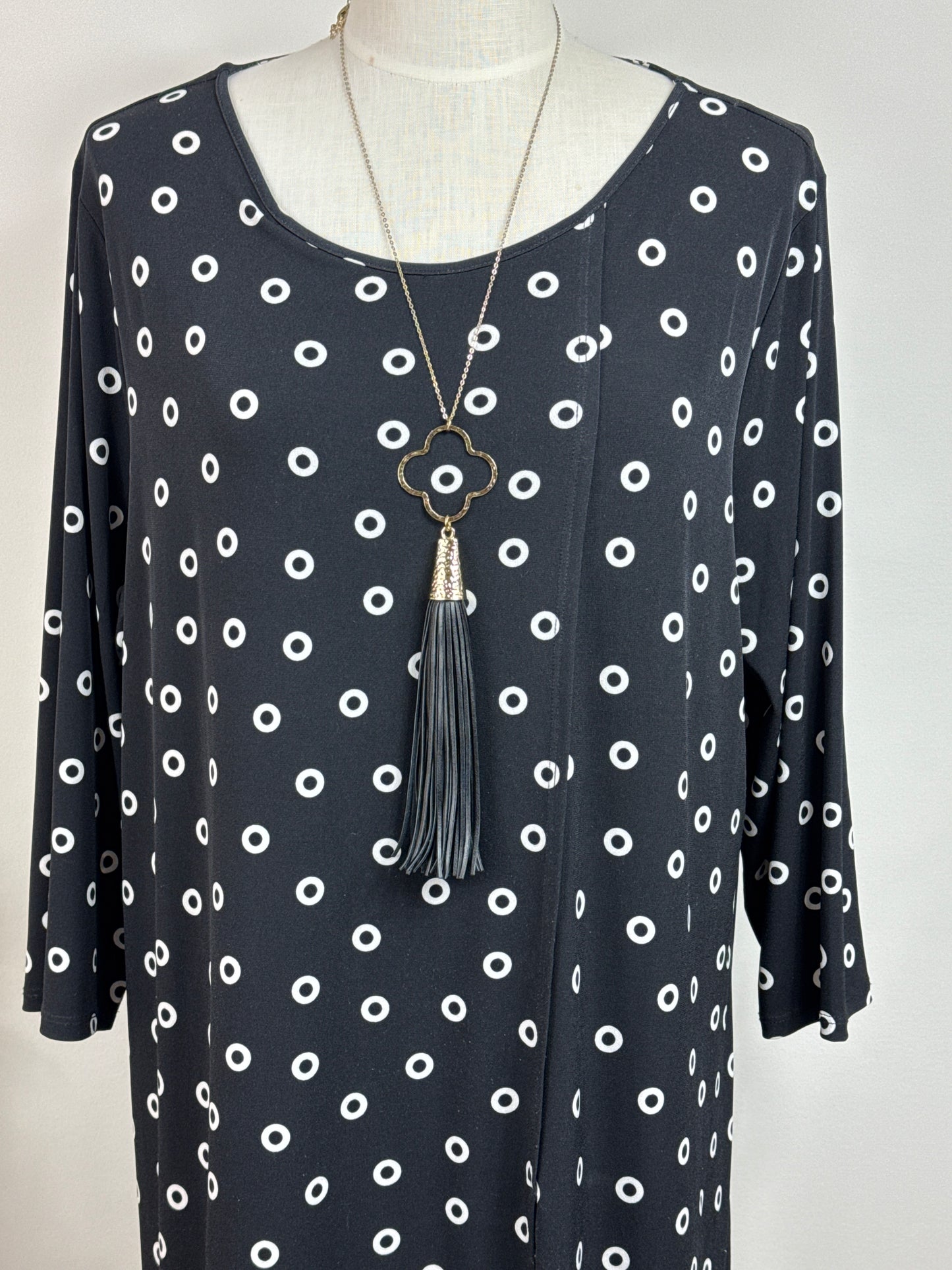 Size 3 Asymmetrical Black Poka Dot Dress