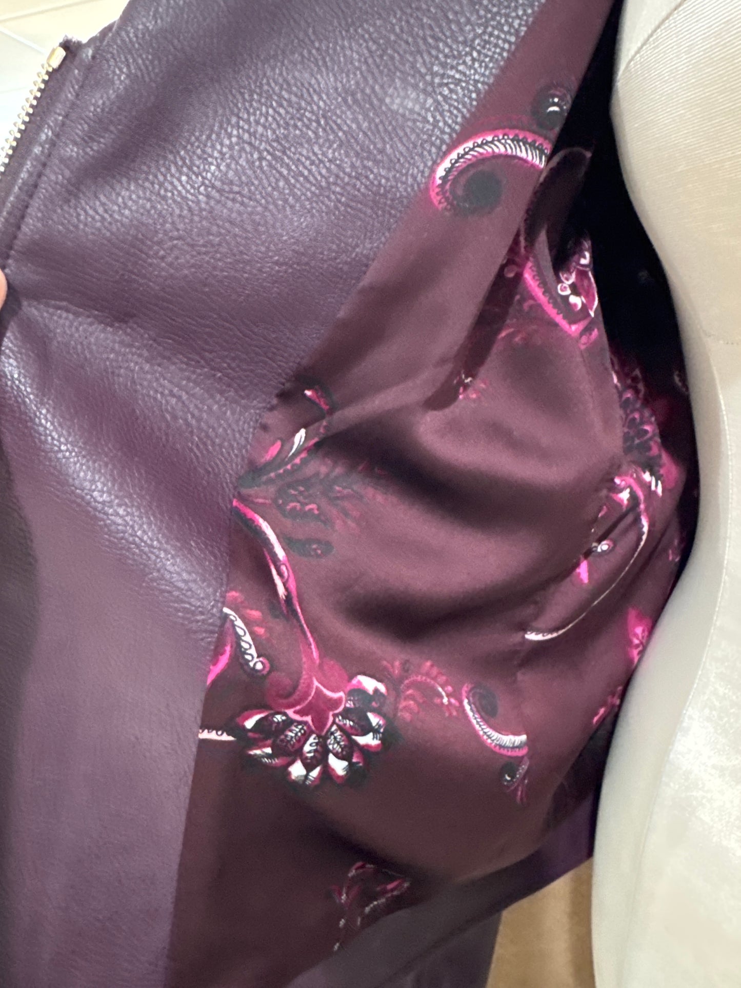 Size 2 Faux Leather Jacket in Plumb