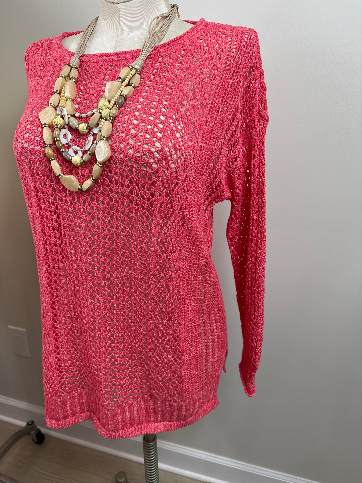 Size 1 Coral loose knit sweater/cover up
