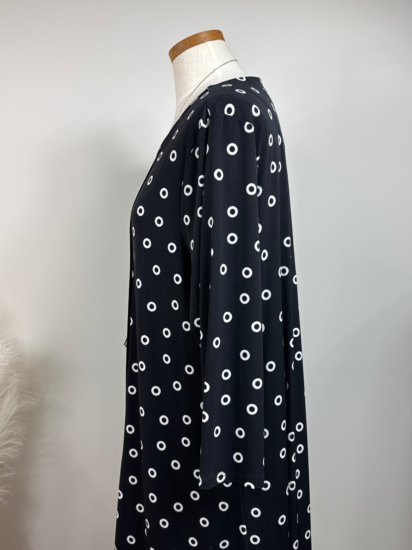 Size 3 Asymmetrical Black Poka Dot Dress